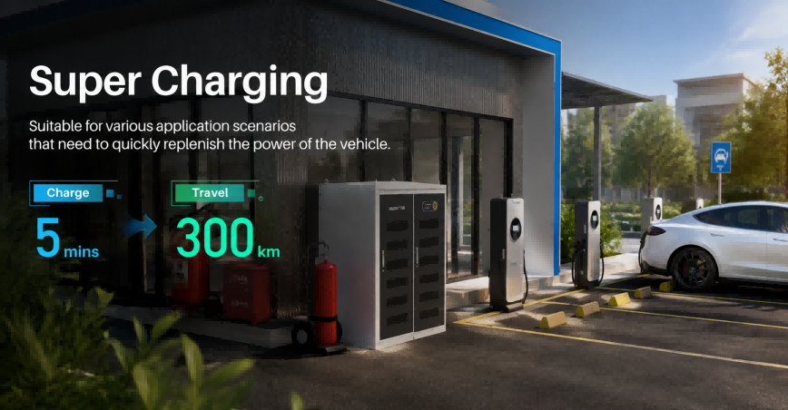 Hardhitter super fast EV charging station background - highway and commercial site